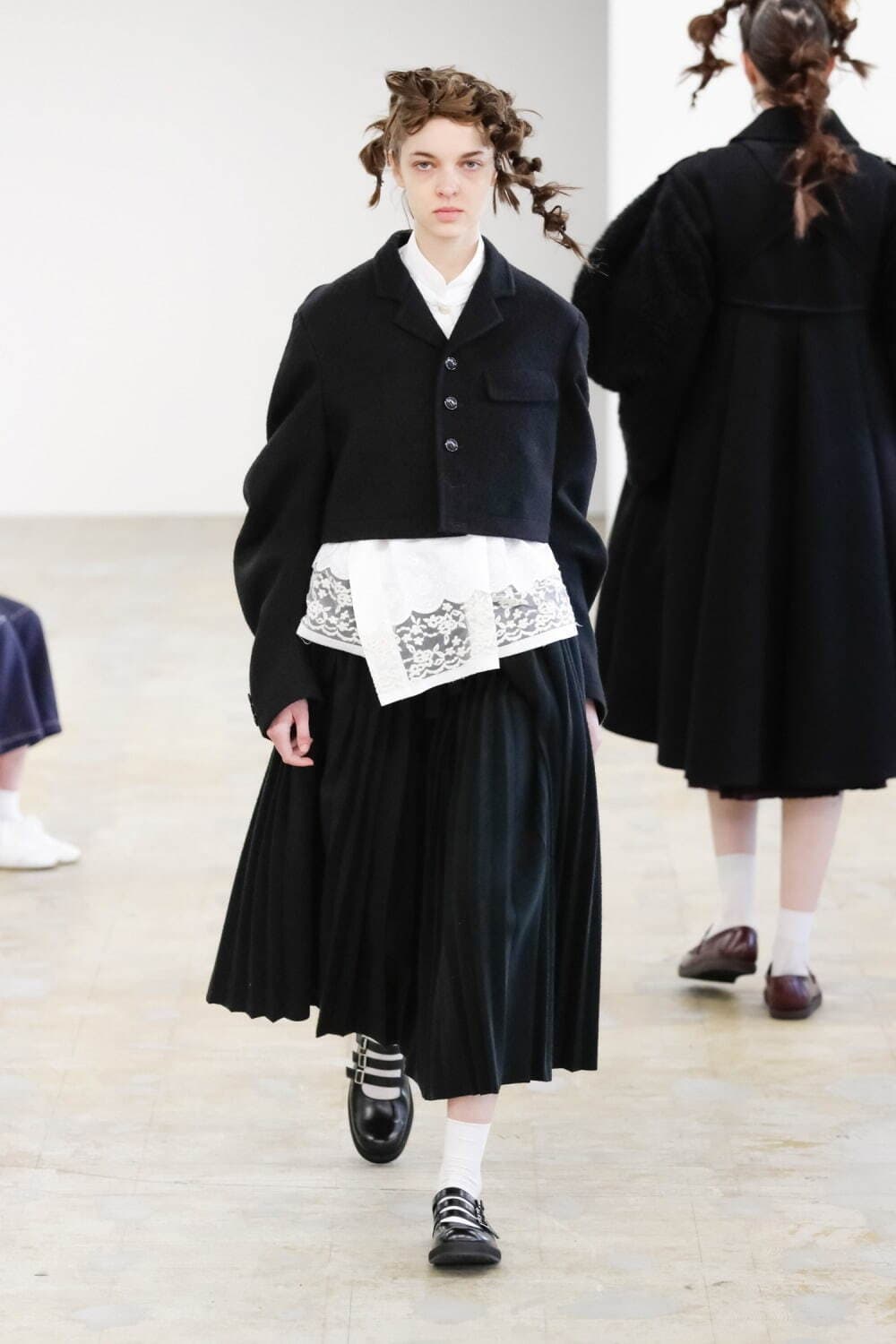 Black) Lace Docking China Collar Blouse 상품이미지1