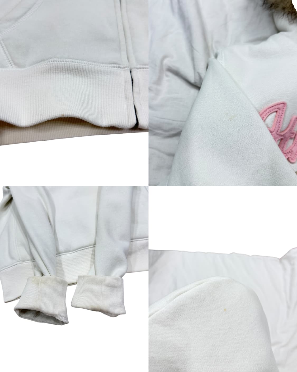 스파오 빈티지 Y2K 울프죠 퍼 모리걸 갸루 후드집업 자켓 화이트 M 상품이미지7