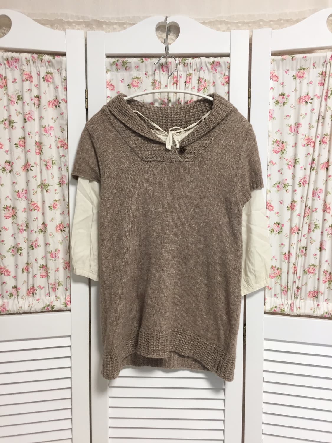 빈티지 브라운 반팔 니트 상품이미지2