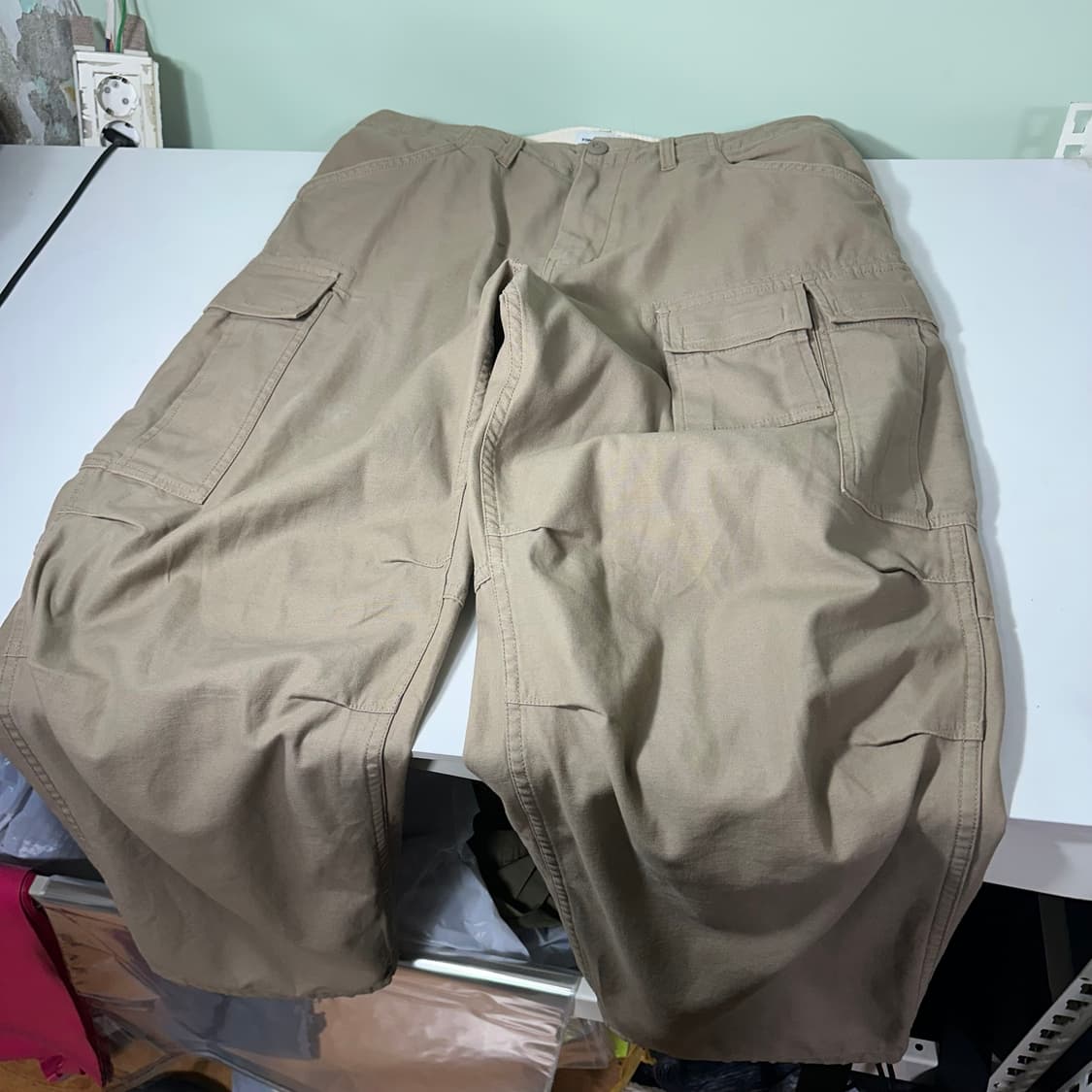 XL 에스피오나지 베이지카키 루즈핏 파라슈트 코튼 카고팬츠 상품이미지3