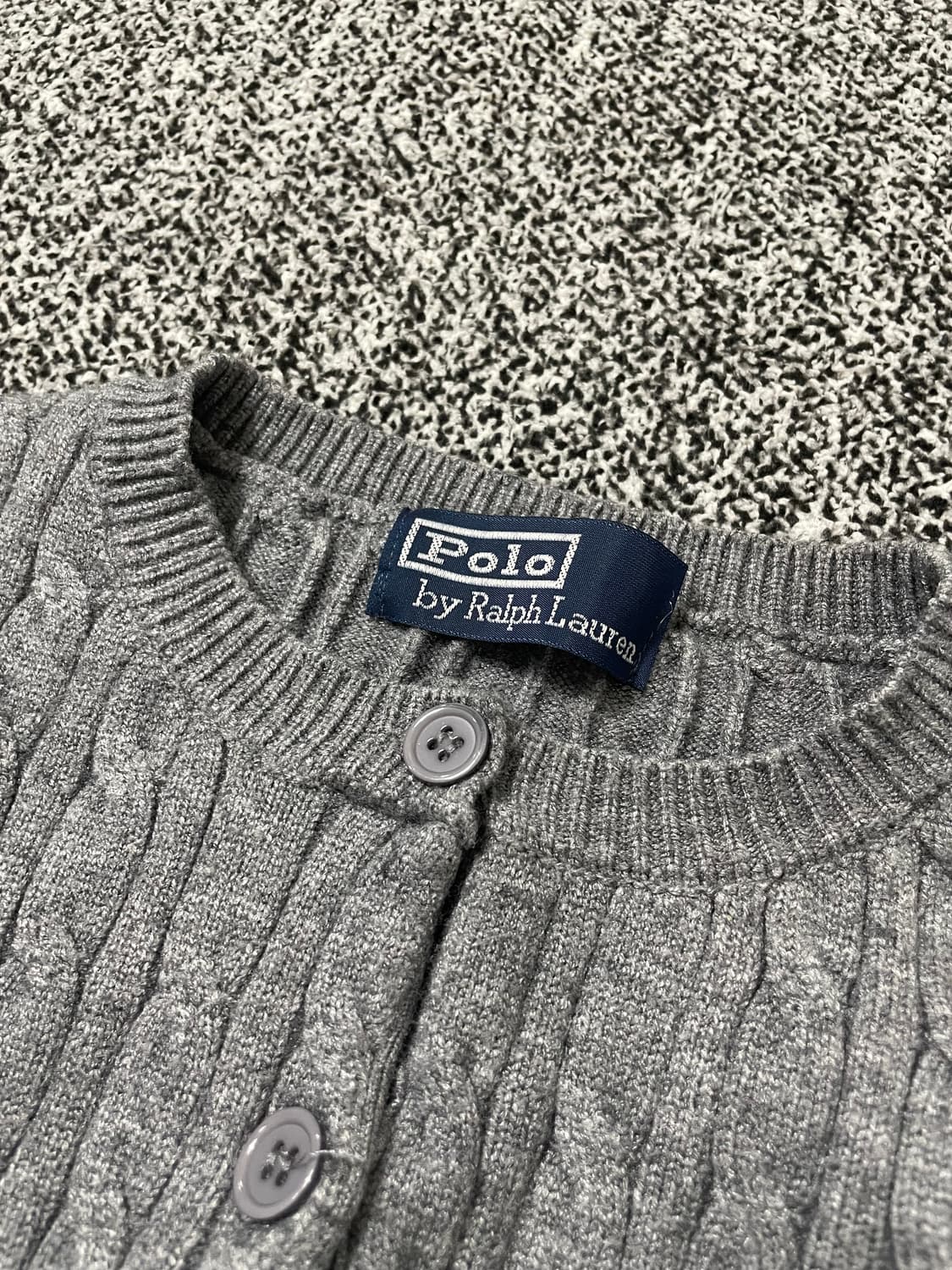빈티지9. 폴로랄프로렌 케이블 크롭 니트 가디건 그레이 상품이미지3