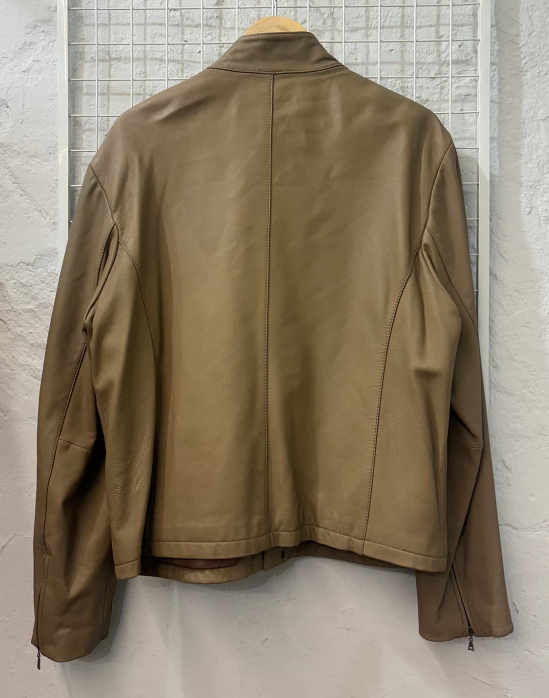 송지오 베이지 브라운 램스킨 레더 자켓 54 XL 상품이미지2