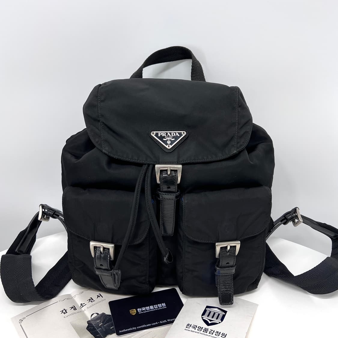 [감정완료] 프라다 삼각로고 나일론 백팩 스몰 블랙 상품이미지1