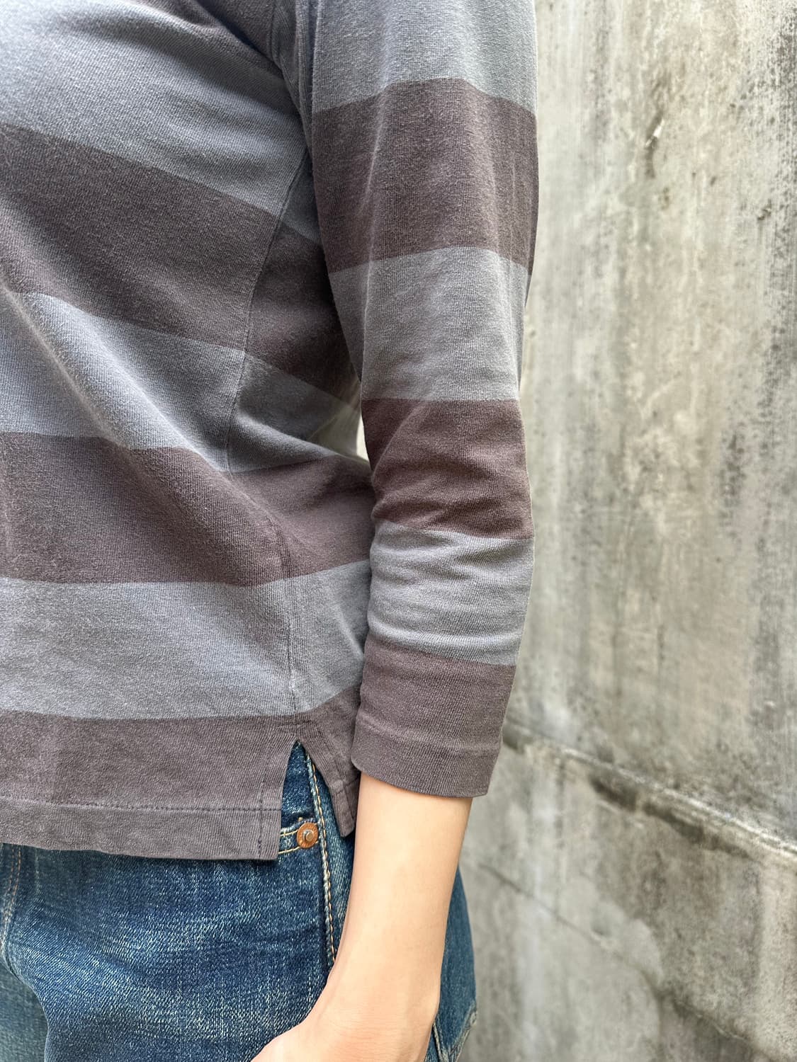 Agnes B stripe pattern 3-quarter sleeve 상품이미지4