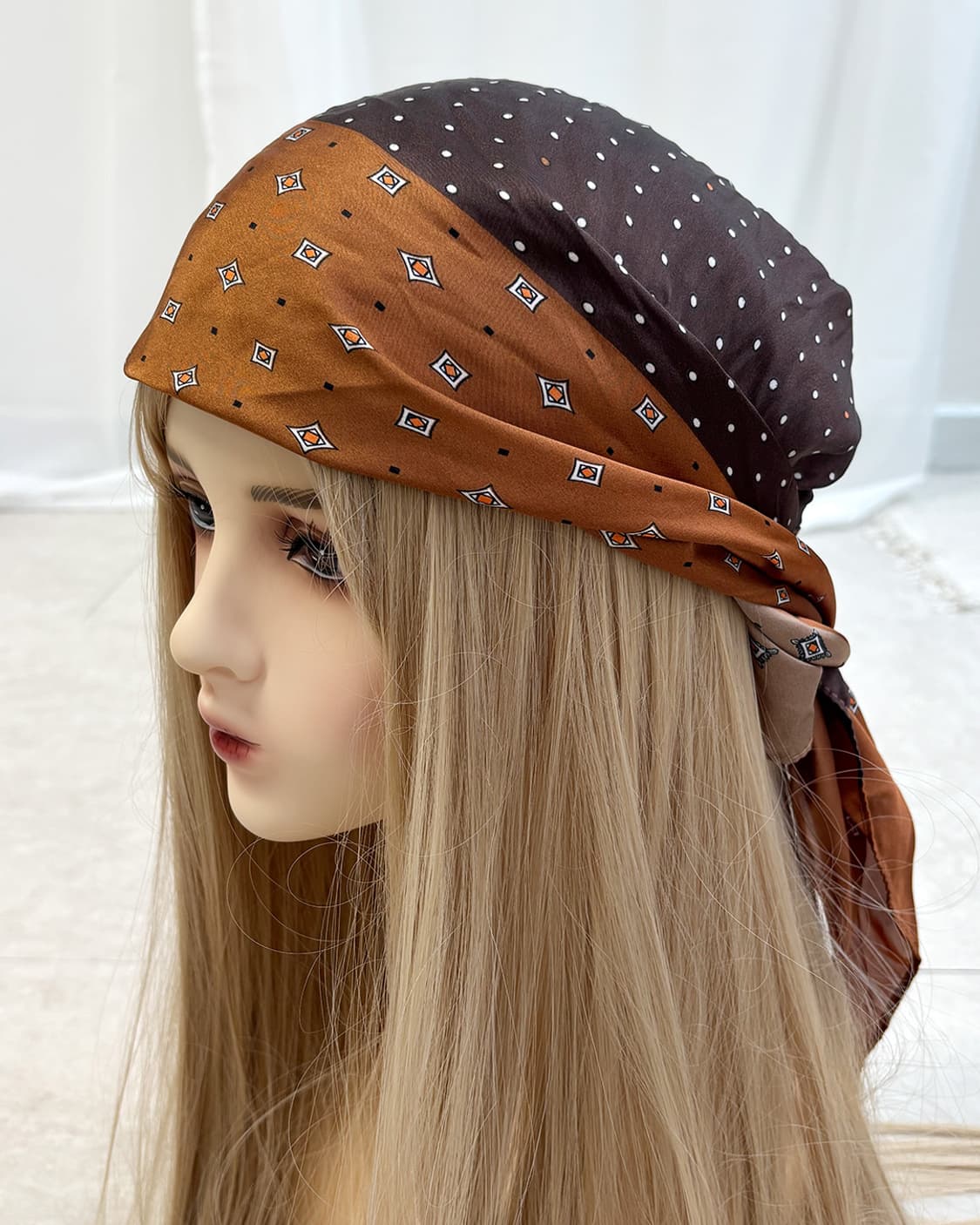 diagonal three-pattern square scarf 상품이미지2