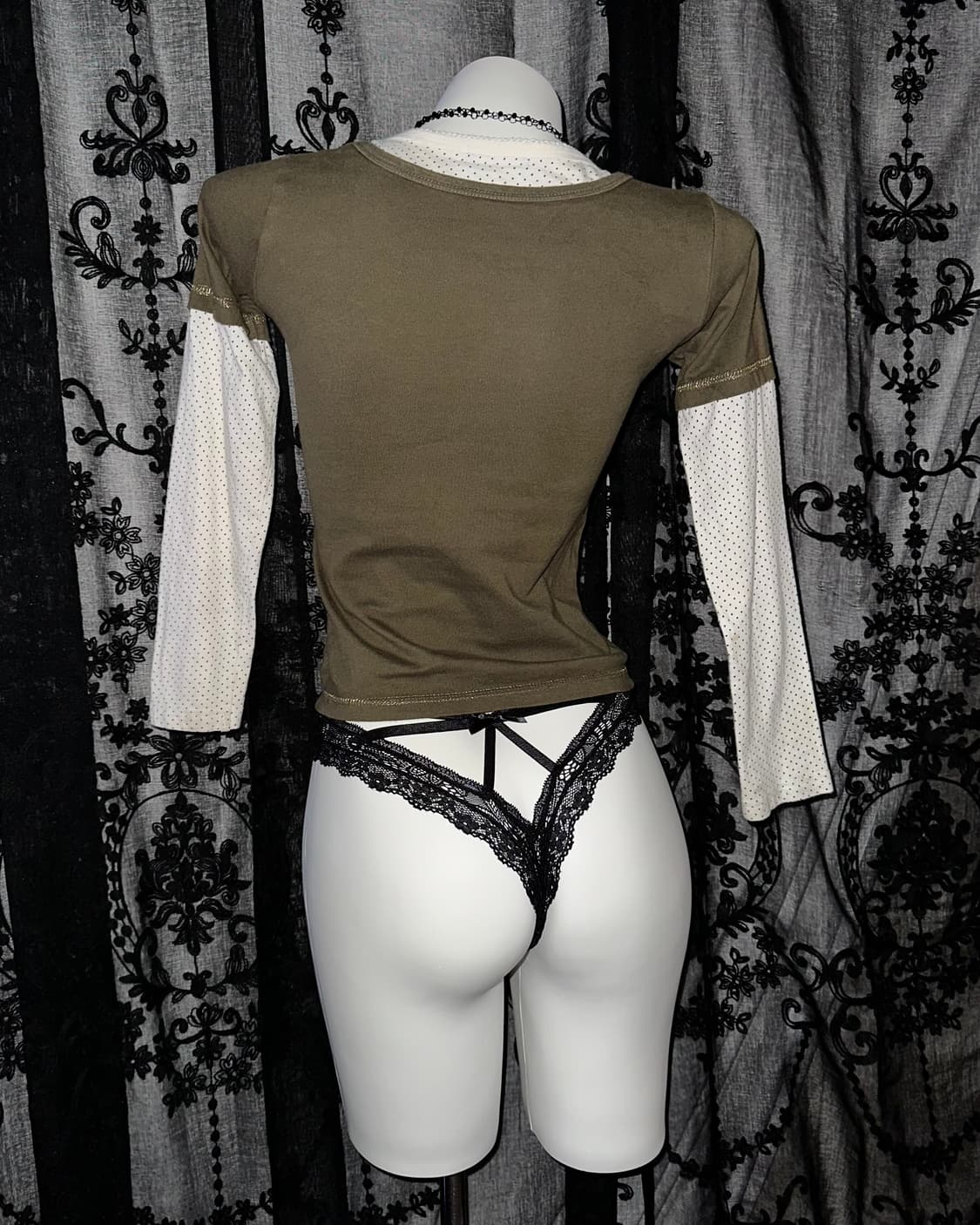 Khaki kitsch dot long-sleeve 상품이미지3