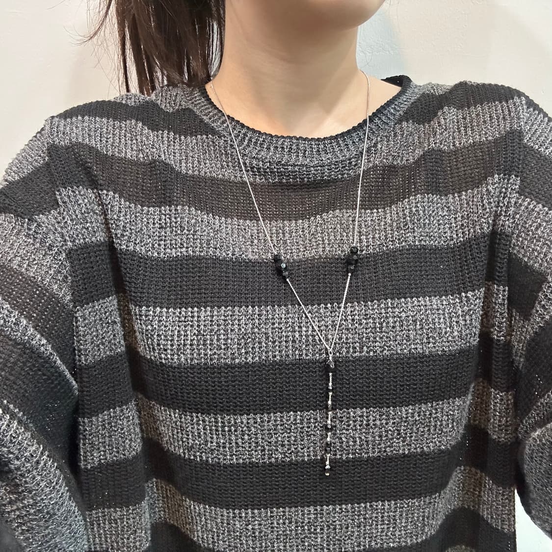 블랙 비즈 드롭 목걸이 상품이미지4