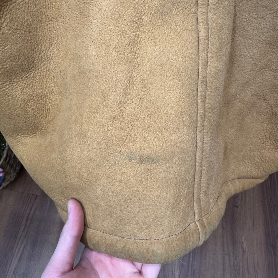 00s JPN VINTAGE 무스탕 더플 롱 코트 후드 포인트 브라운 상품이미지8