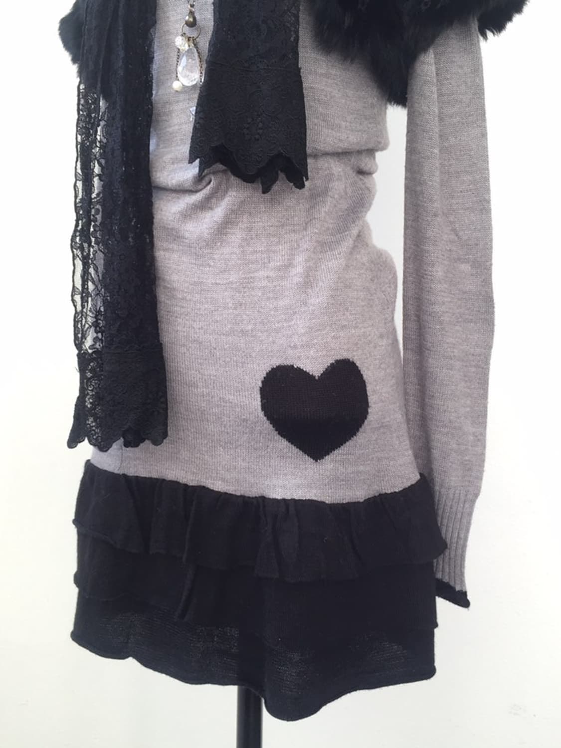 안나수이 돌리걸 하트프릴 오네갸루 무채색 니트 볼레로세트 상품이미지6