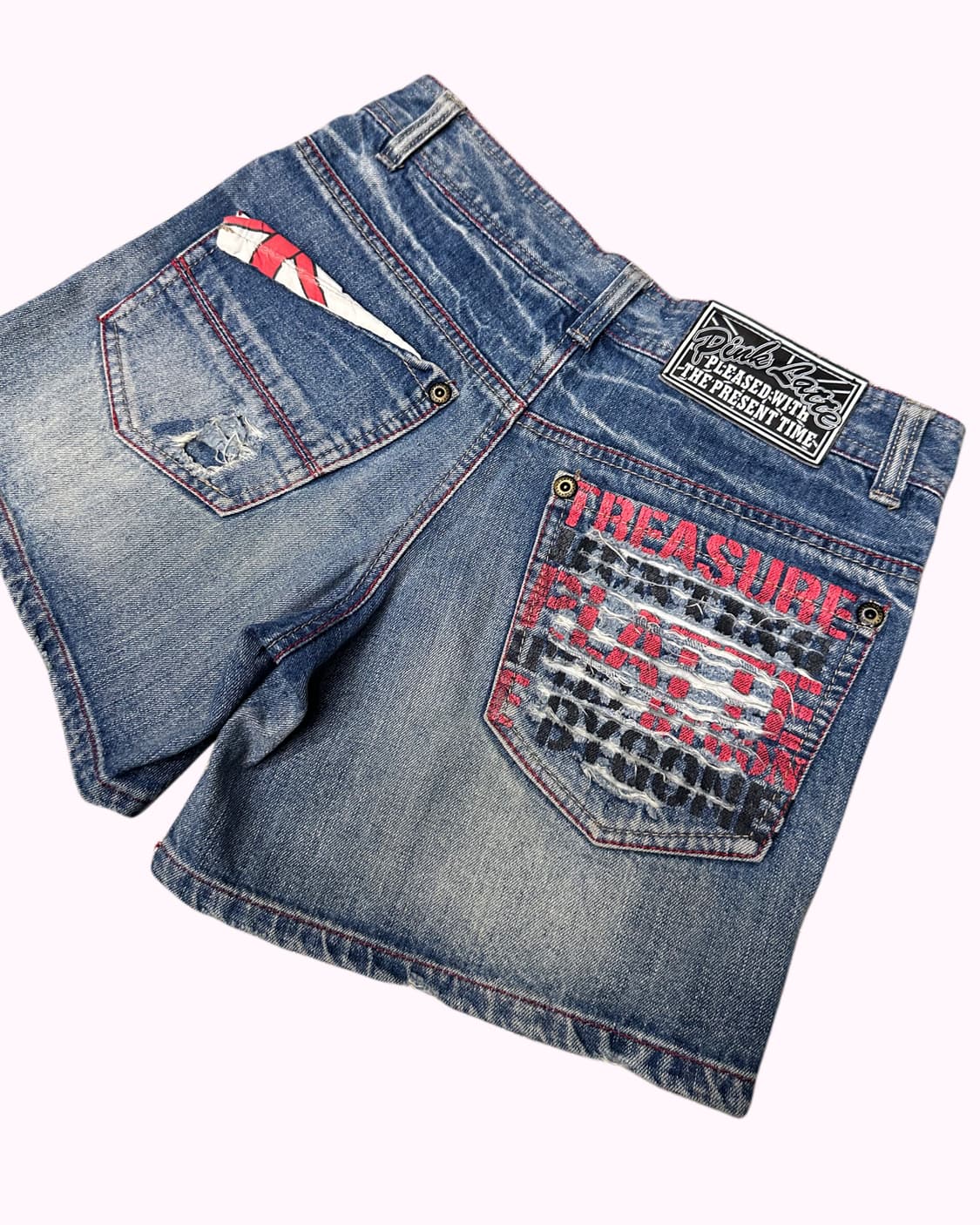 disstressed lettering denim shorts 상품이미지6