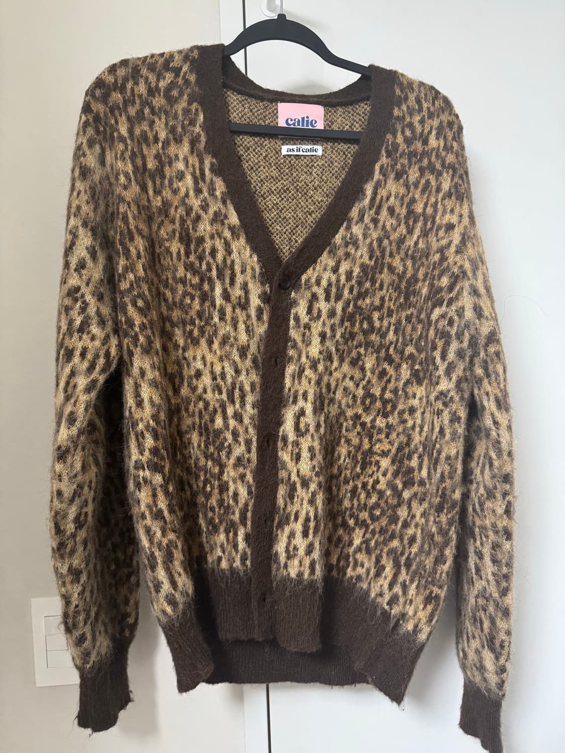 애즈이프캘리 LEOPARD KNIT CARDIGAN BROWN 상품이미지5