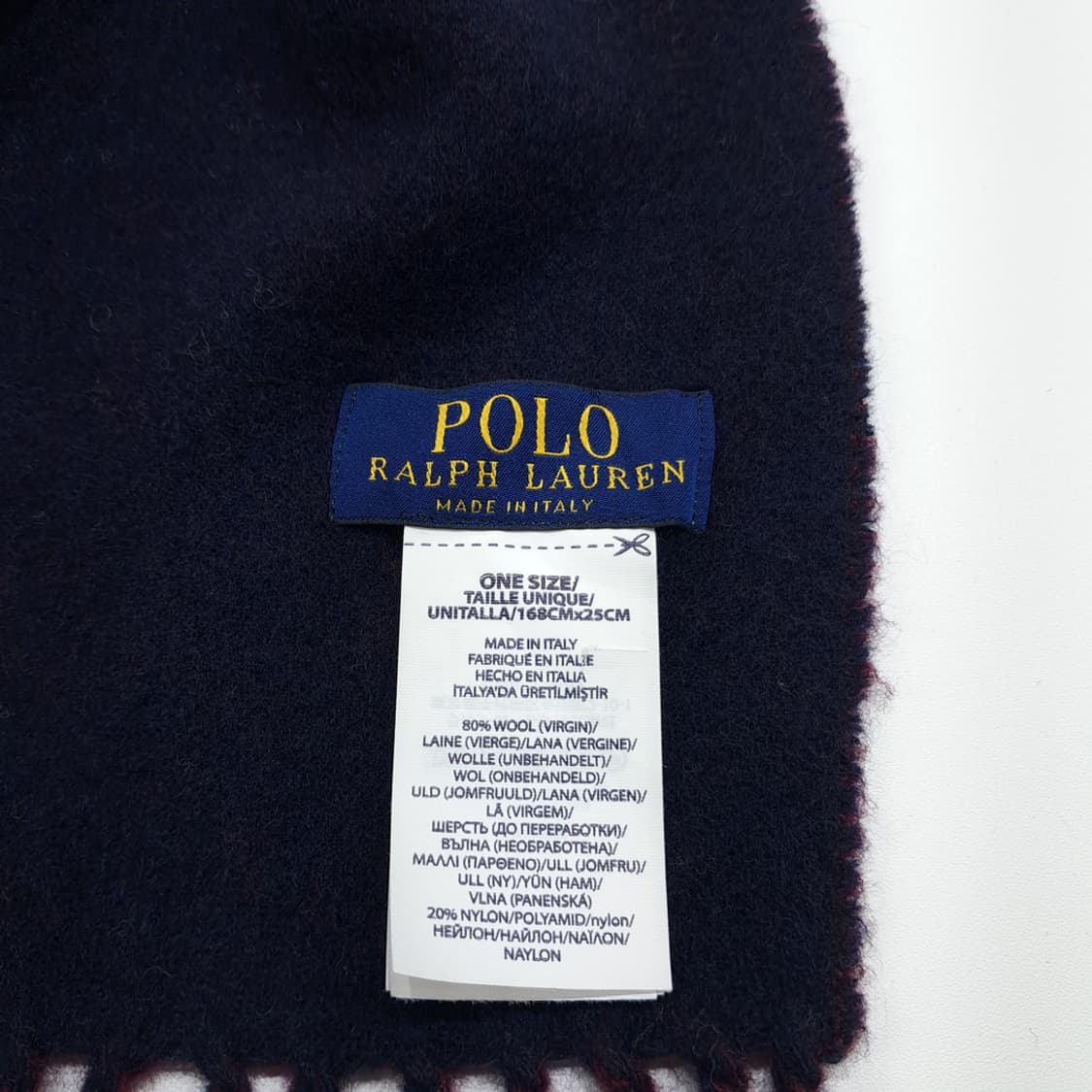 MX348 폴로 랄프로렌 버건디 네이비 양면 버진울 목도리 머플러 상품이미지5