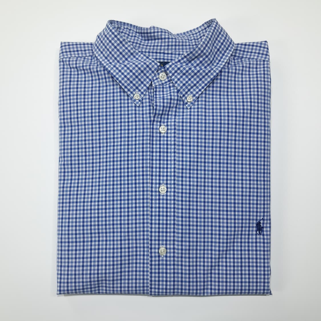 CL254 2XLT 폴로 00s 코튼 스몰 타탄체크 블루 버튼다운 셔츠 상품이미지7