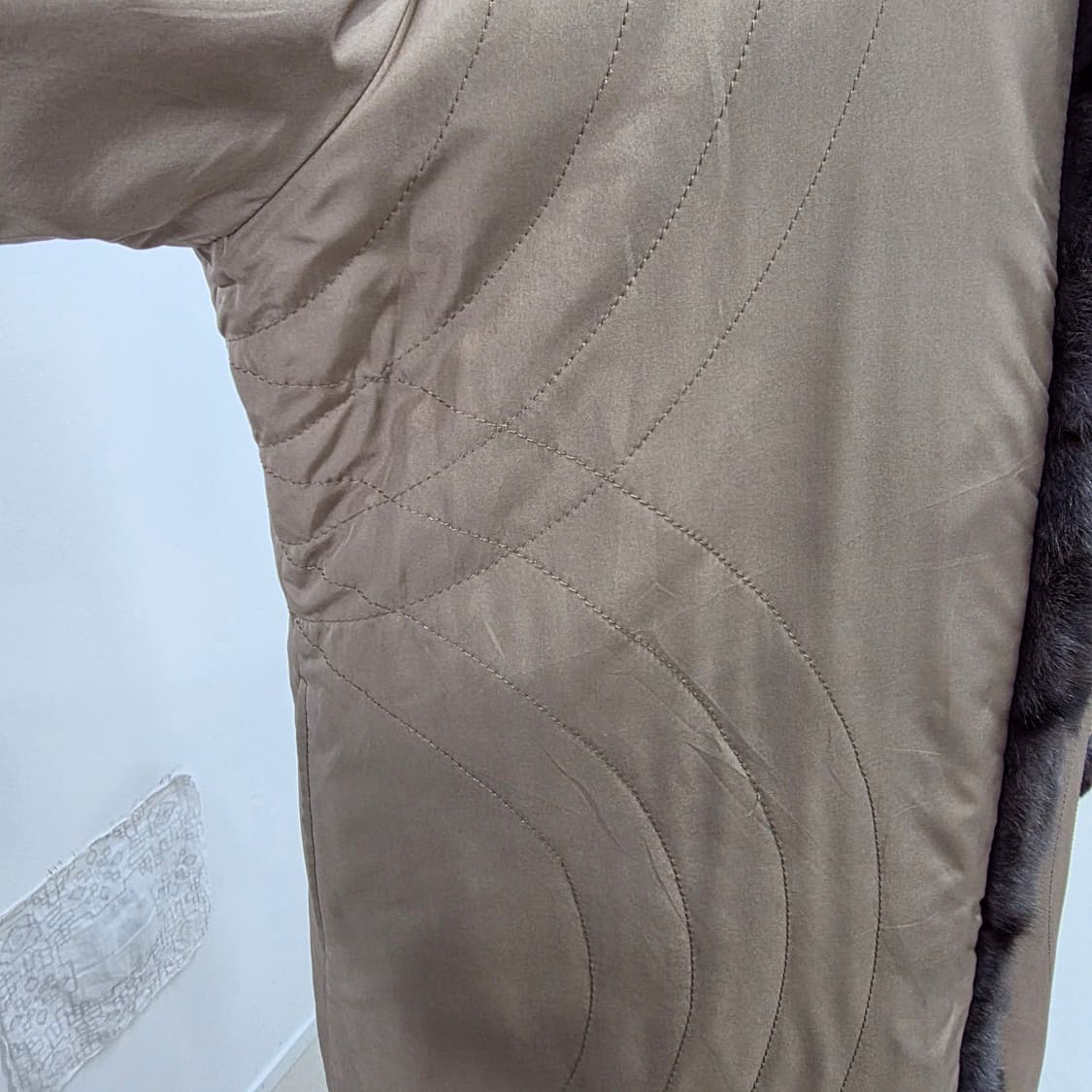 프리미엄 리버시블 천연 실크 100 로리스 모피 롱 코트 상품이미지8