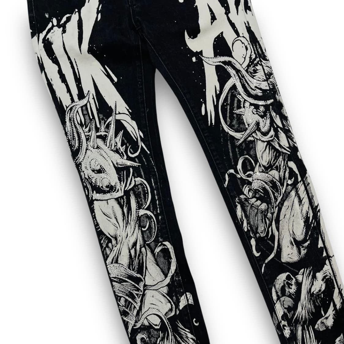 펑크 타투 킹 GOAT 스키니 다크 진 팬츠 상품이미지2