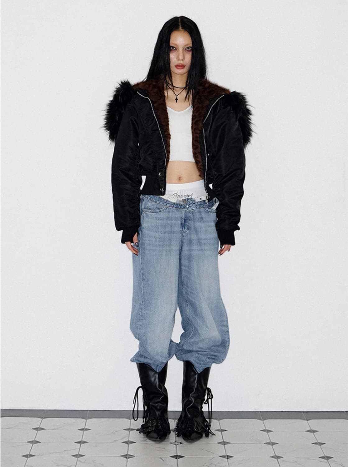 낫노잉 Fur Trim MA-1 Padded Jumper (BLACK) 상품이미지3
