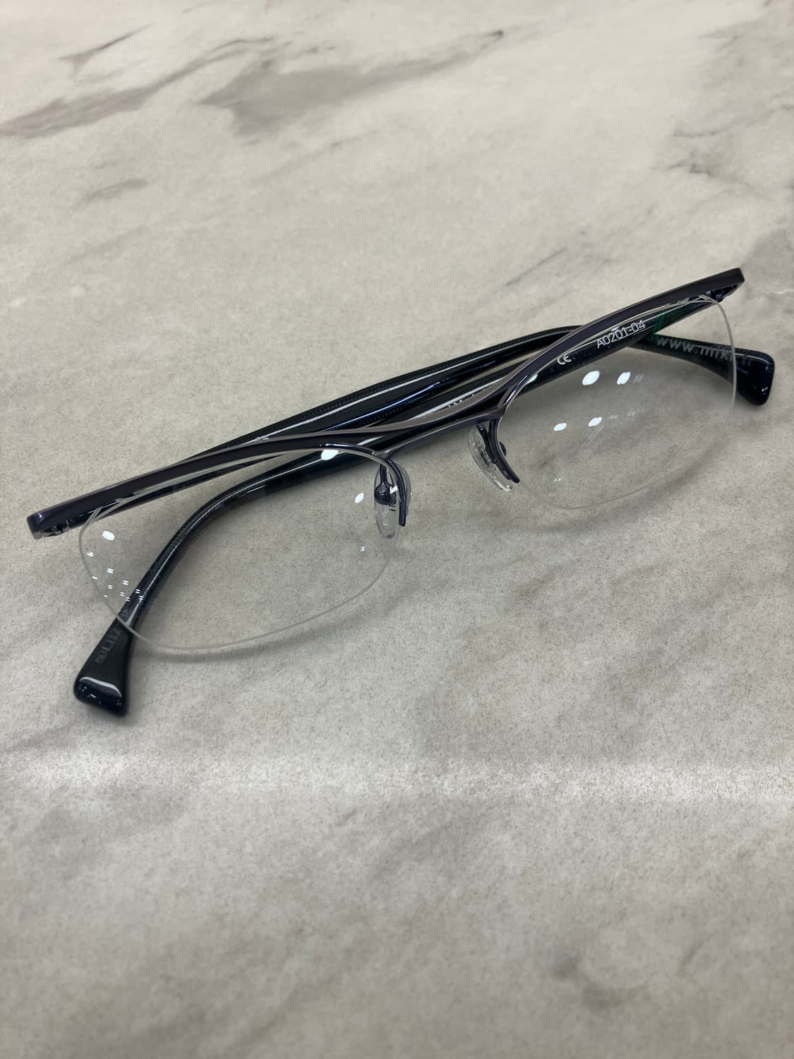 알랑 미끌리 Alain Mikli paris 실버 딥네이비 반무테 안경 상품이미지1