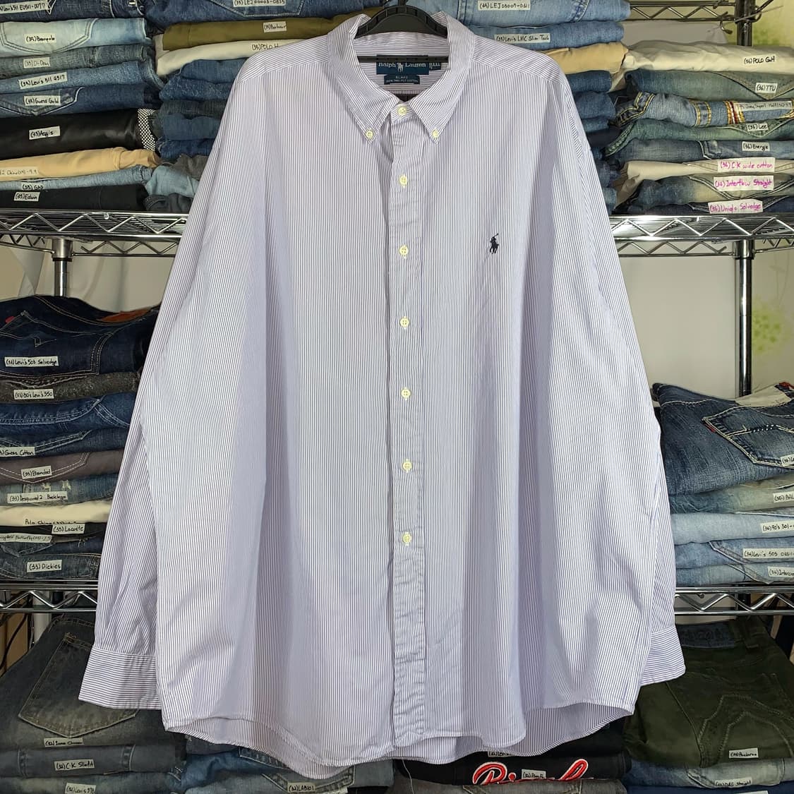 [2XL] 폴로 랄프로렌 벵골 스트라이프 투플라이 코튼셔츠 블레이크 상품이미지2