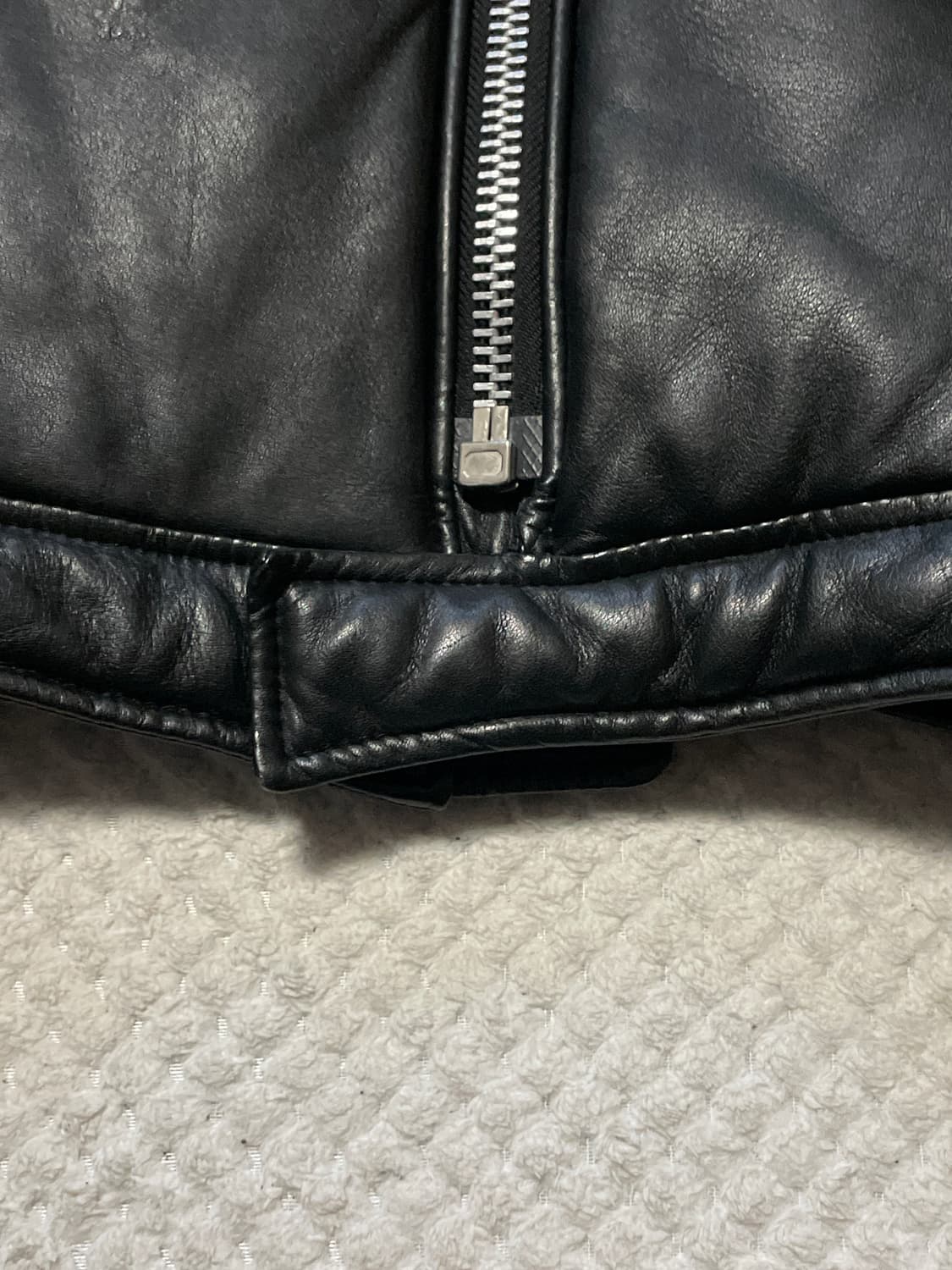 광희시장 웨스턴 무드 램스킨 양가죽 바이커 패딩 레더 자켓 상품이미지5