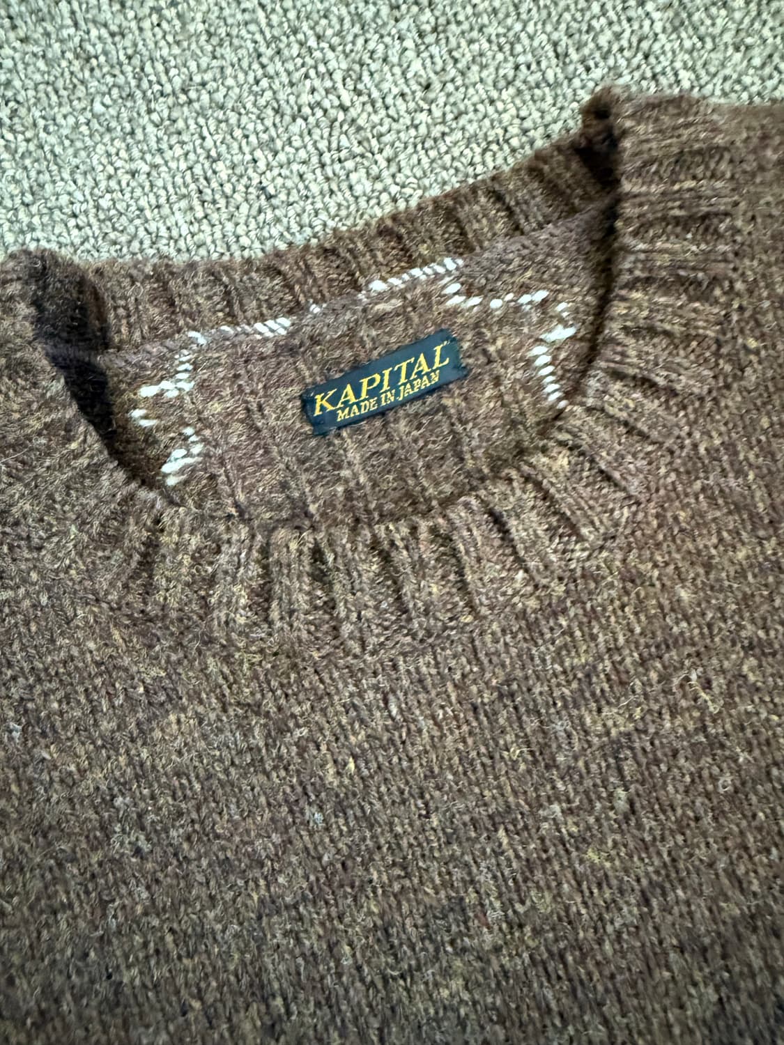 KAPITAL 캐피탈 5G 울 본 크루넥 스웨터 브라운 1사이즈 상품이미지3
