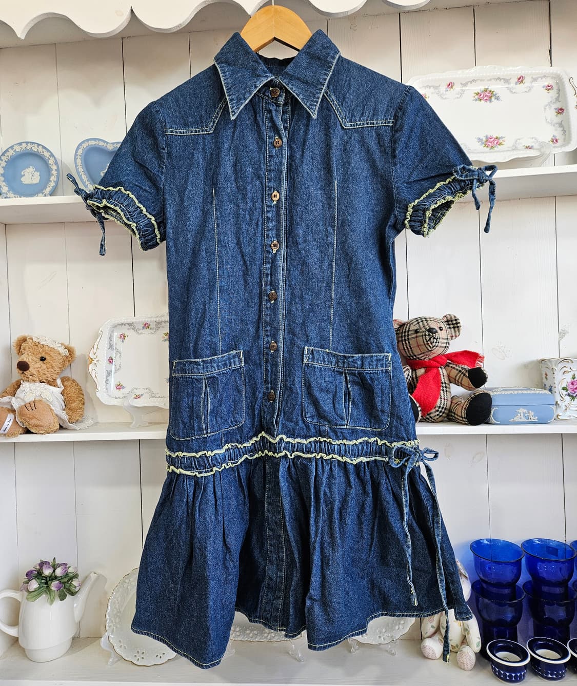 데님 웨스턴 프릴 원피스 상품이미지1