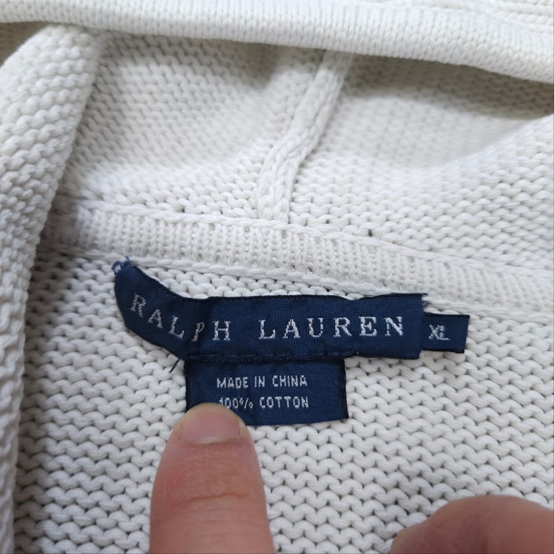 폴로 랄프 로렌 니트 후드 집업 XL 화이트 상품이미지4