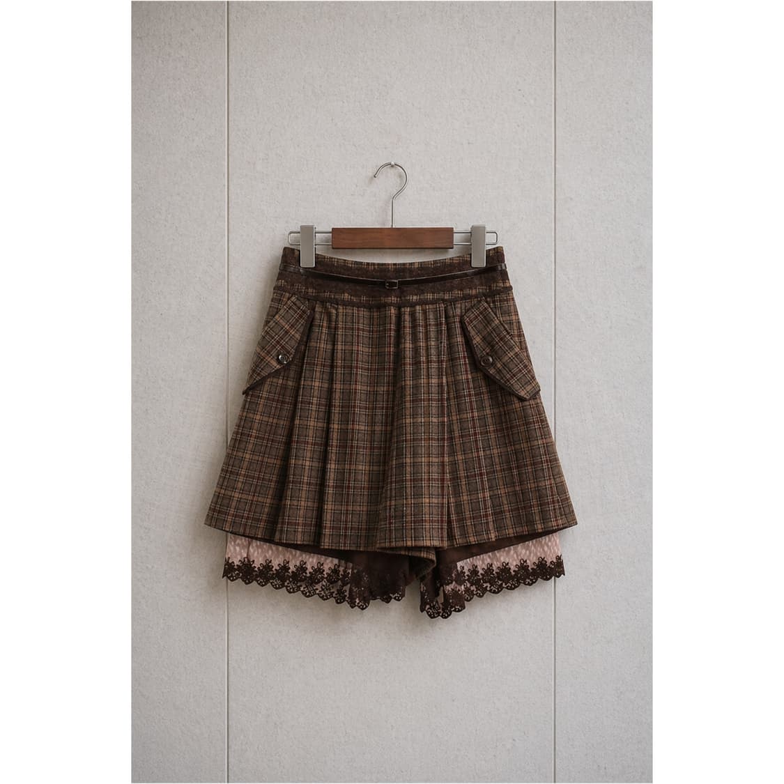 패턴 체크 레이스 숏 팬츠 상품이미지2