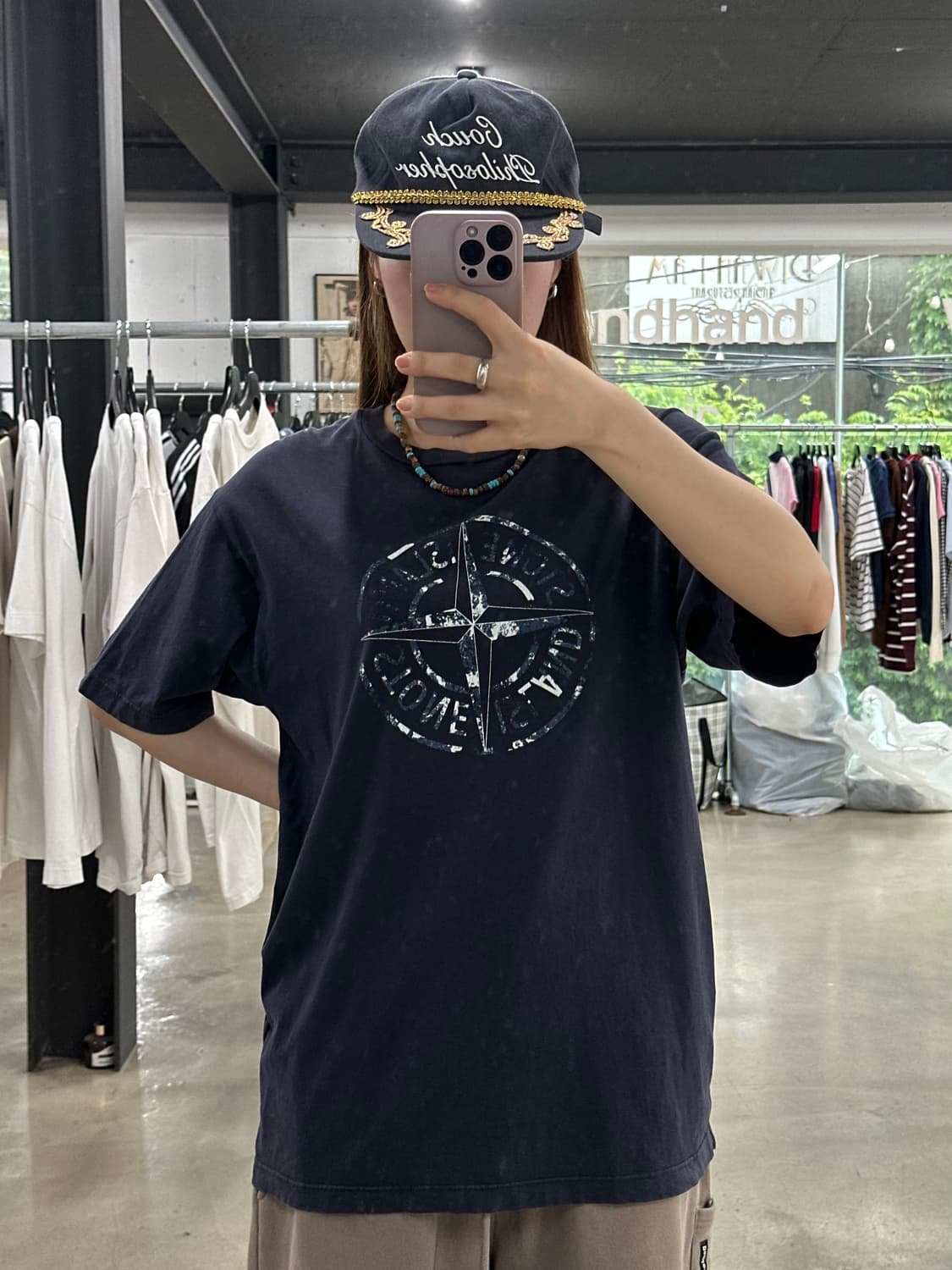스톤아일랜드 17ss 컴파스로고 네이비 반팔티 상품이미지2