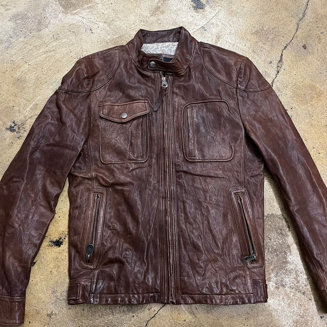 [정품/95] 시리즈 갈색 가죽 자켓 b10 상품이미지3