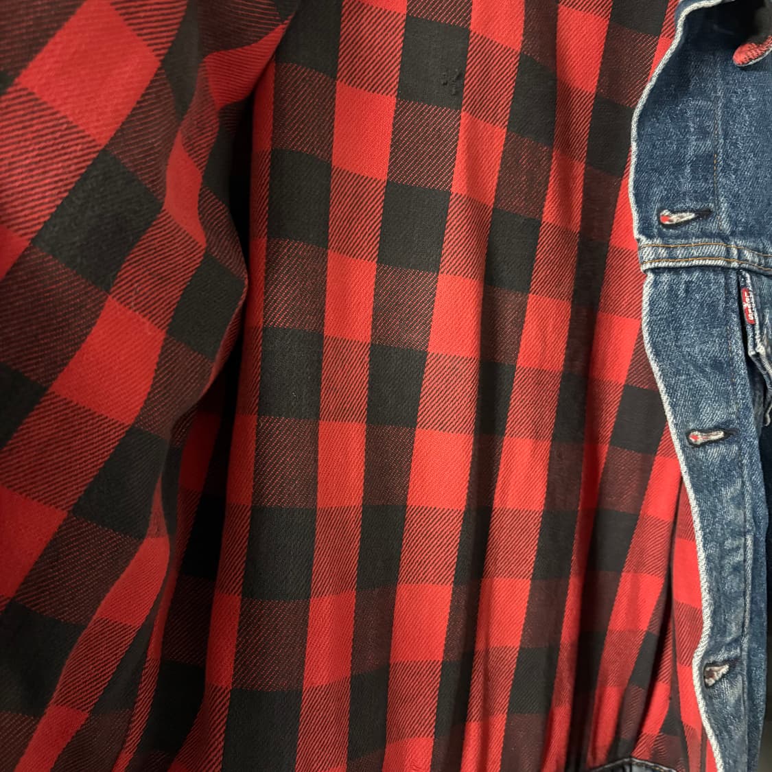 80s 리바이스 체크안감 3세대 데님 트러커 자켓 36 상품이미지7