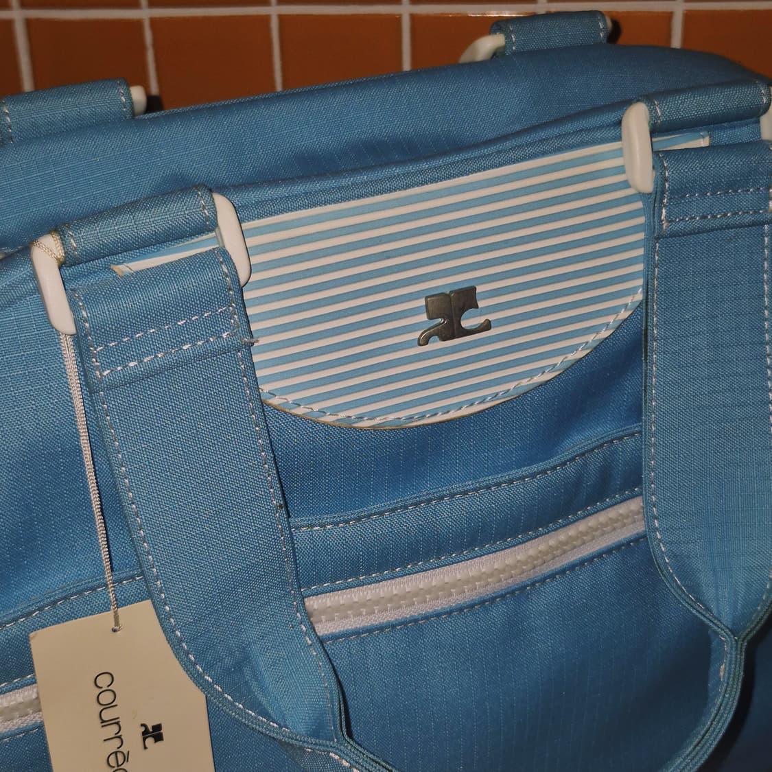 90s 꾸레쥬 스포티 나일론 스카이 3way 볼링백 상품이미지9