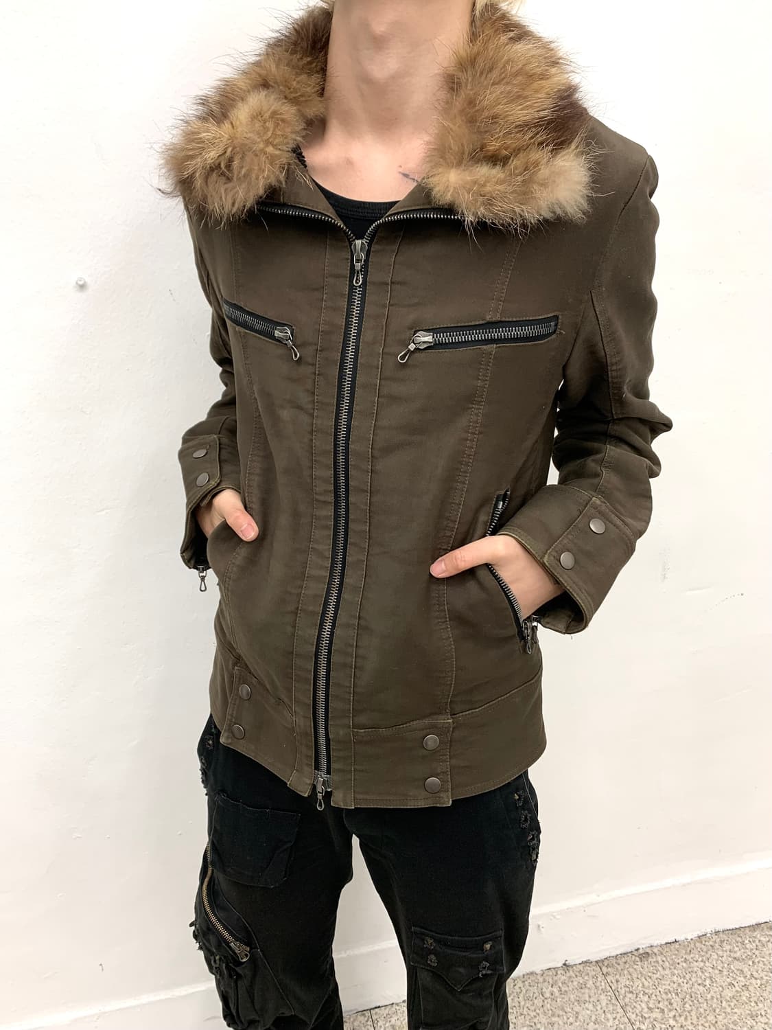 Shellac fur trimmed rider jacket   상품이미지7