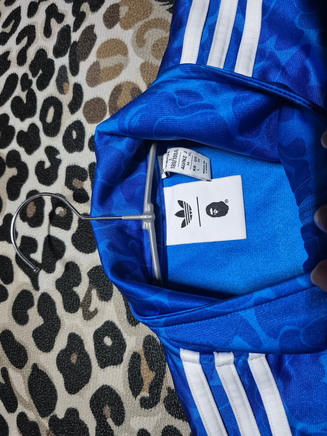 베이프 X 아디다스 카모 트랙탑 져지 블루 L 상품이미지5