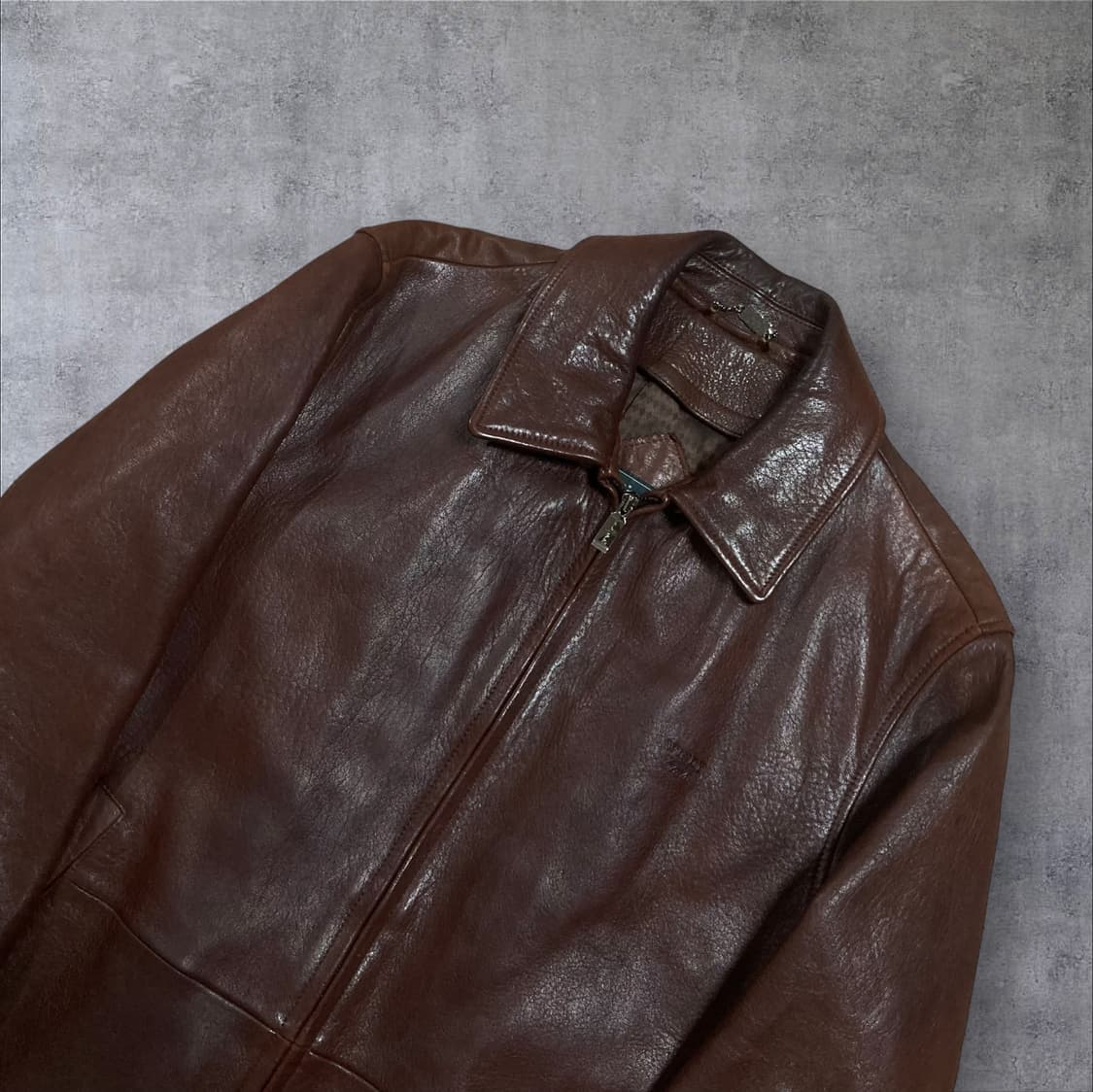 빈티지 브라운 컬러 양가죽 레더 봄버 자켓 상품이미지2