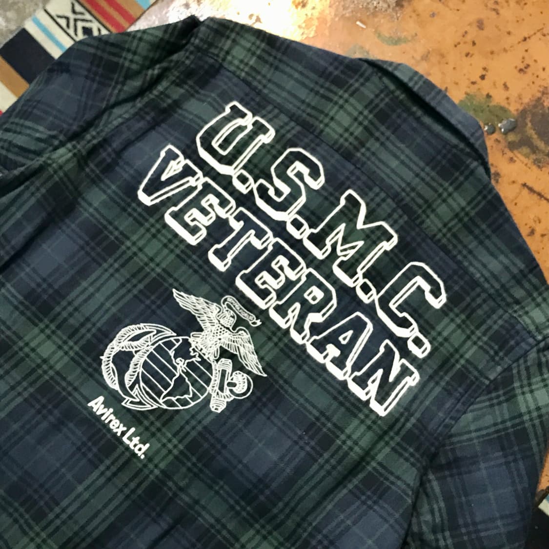 아비렉스 투포켓 청록 마드라스 체크 도톰한 코튼 셔츠 남성 102 여성F 상품이미지5