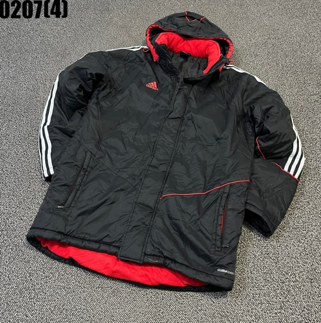[95] 아디다스 블랙 삼선 후드 패딩 점퍼 0207(4) 상품이미지1