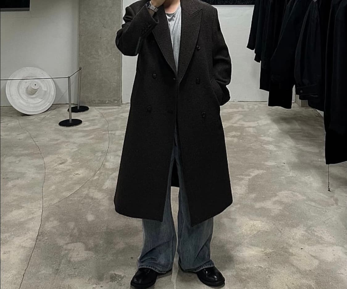 쿠어 버진 울 알파카 코트 다크브라운 L 상품이미지3