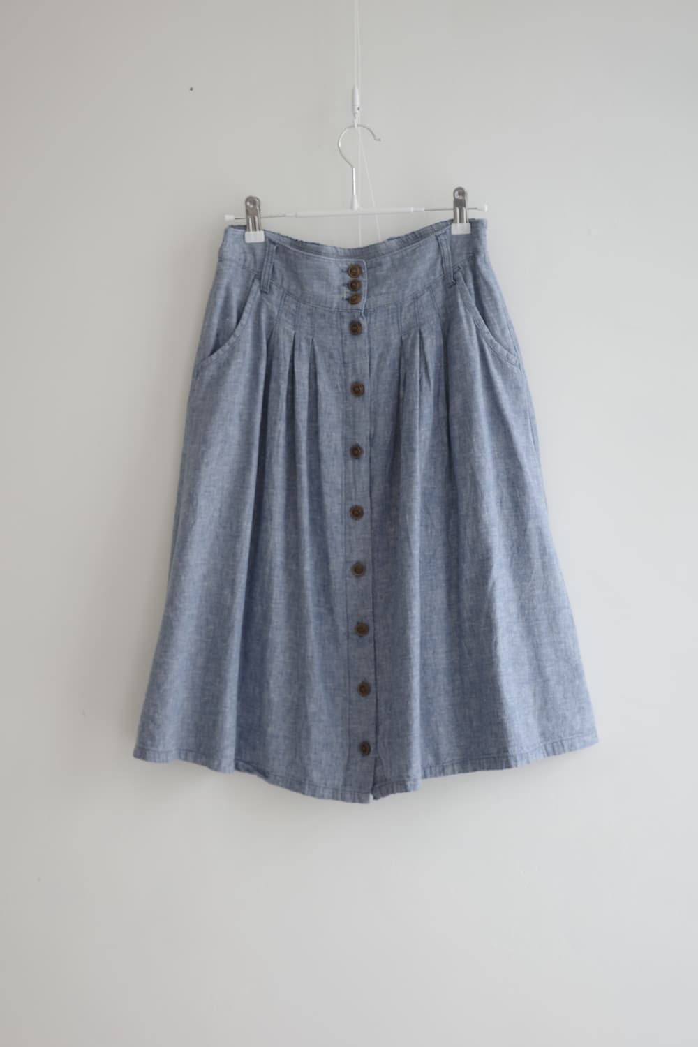 블루 린넨 버튼 스커트 상품이미지1