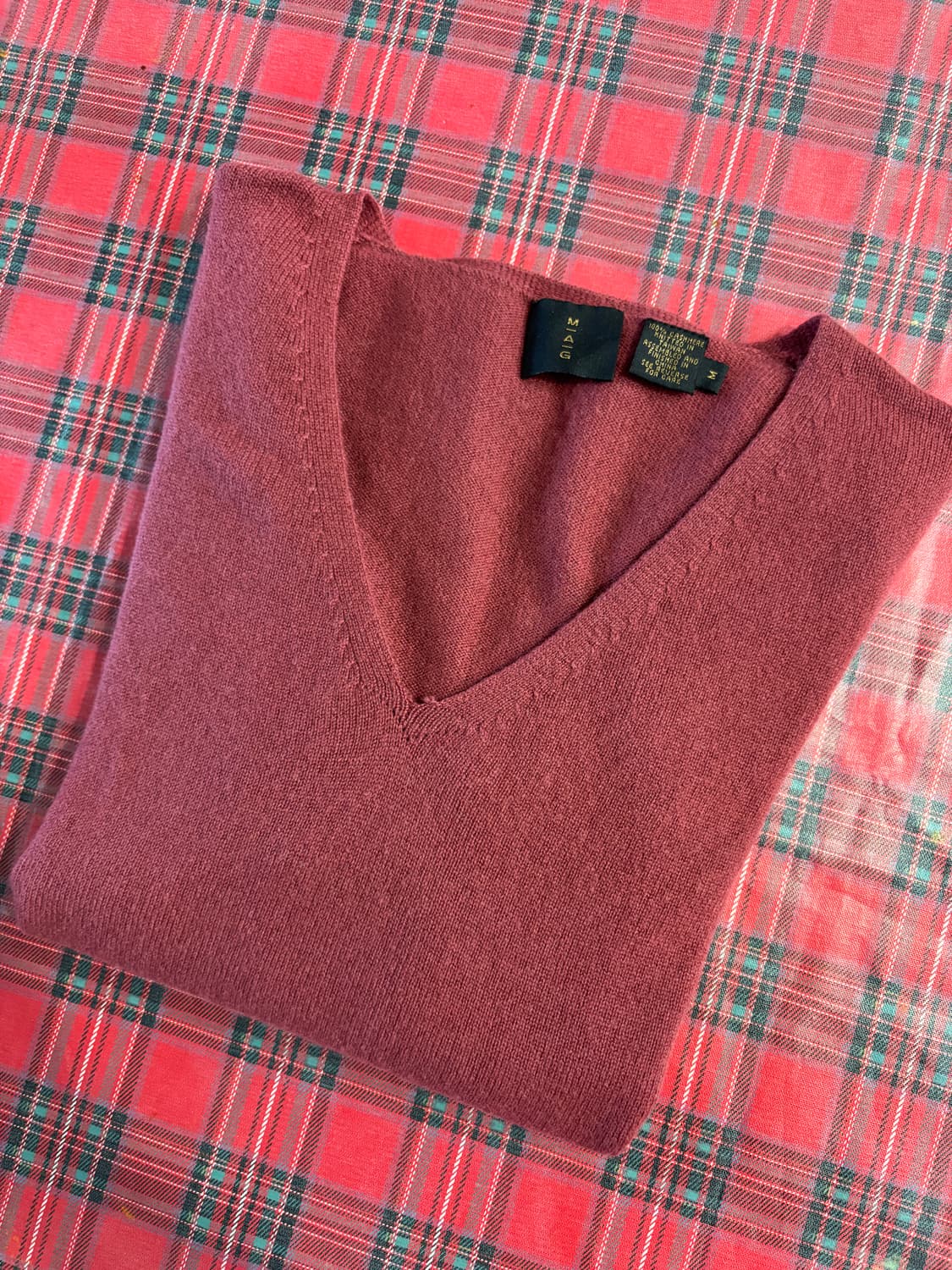 빈티지_ 브이넥 버건디 캐시미어 100 니트  상품이미지4