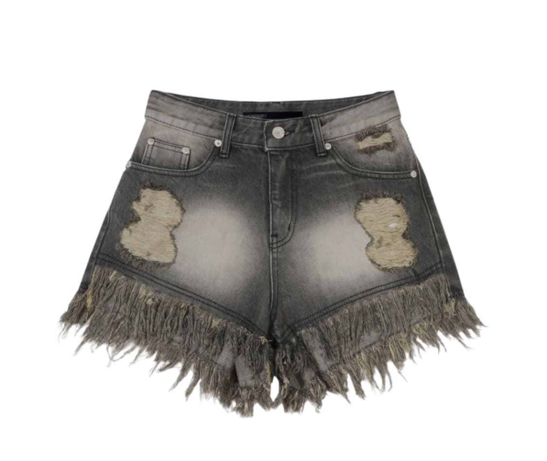 보헤미안서울 데미지 워싱 쇼츠 반바지 그레이 상품이미지1