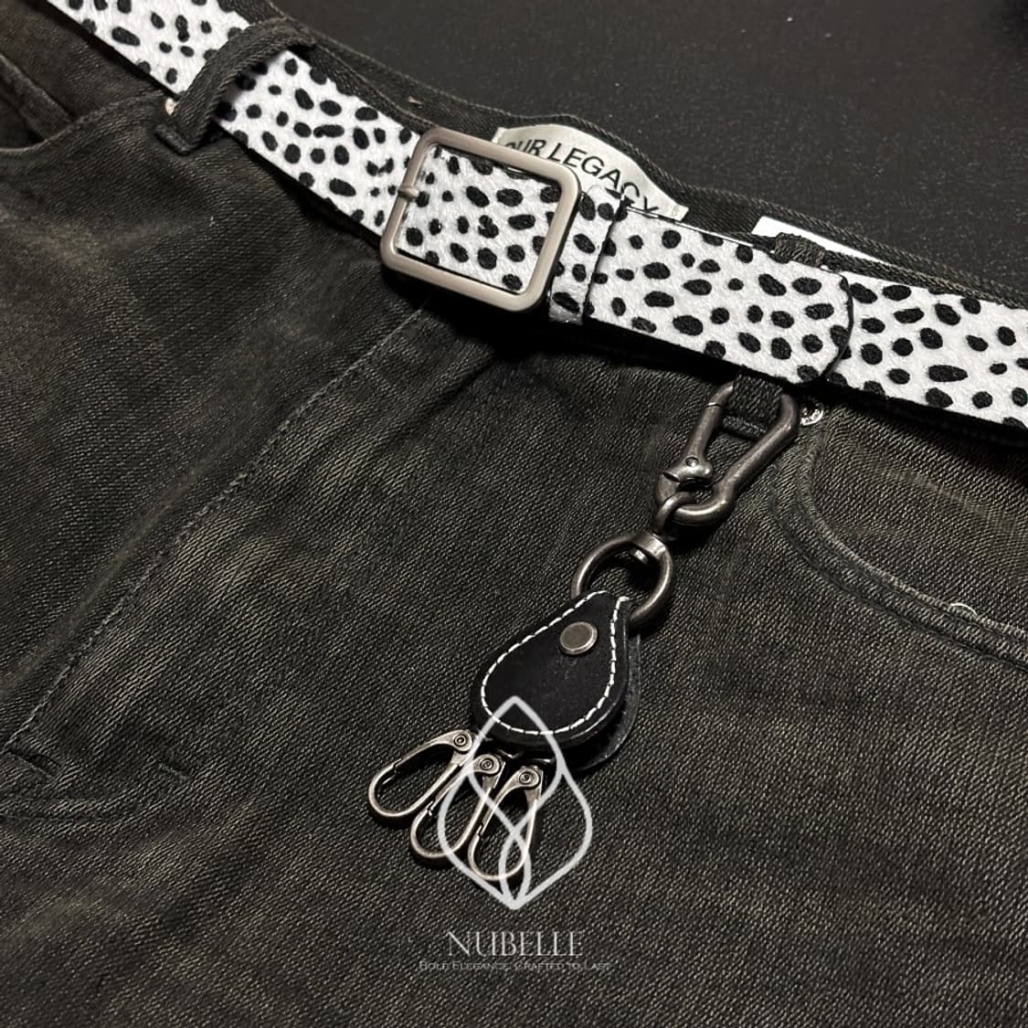 🌗 Dalmatian belt / 달마시안 호피 송치털 가죽 벨트 상품이미지4