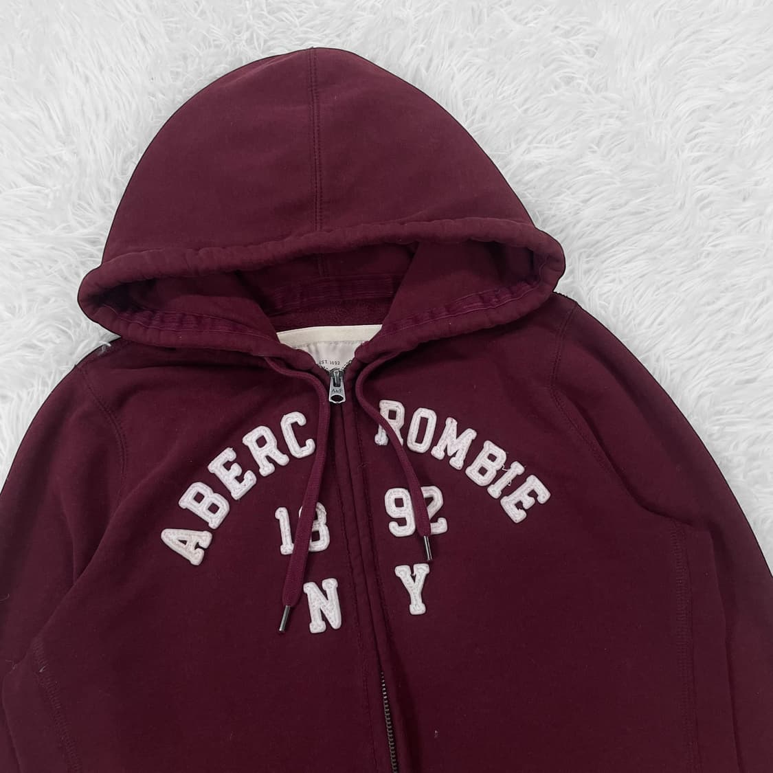 아베크롬비 아치 로고 후드집업 버건디 상품이미지3