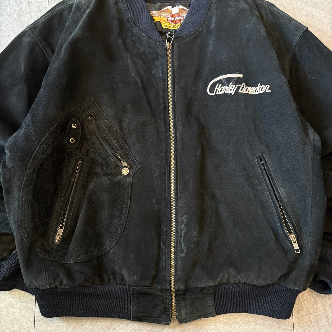 90s 91년 7월 생산 할리 데이비슨 가죽 스웨이드 자켓 상품이미지6