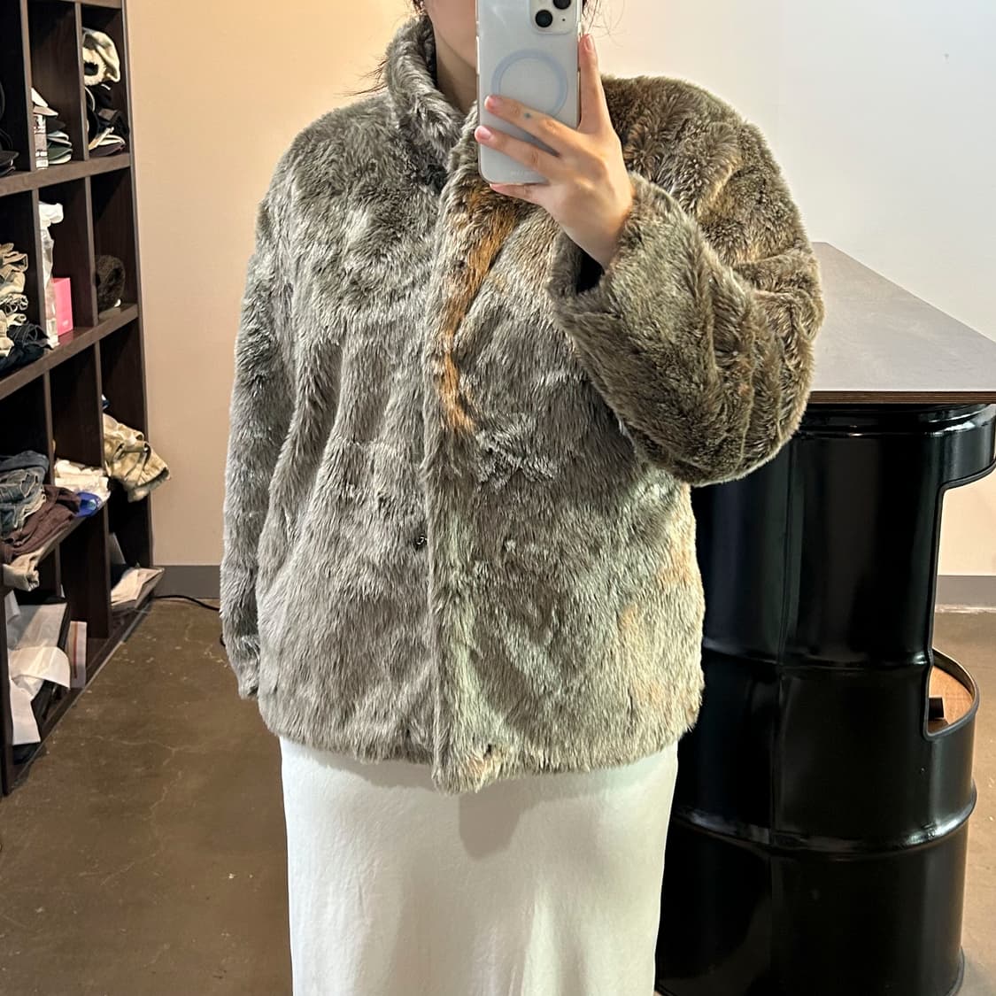 카키브라운 fur jacket 상품이미지1
