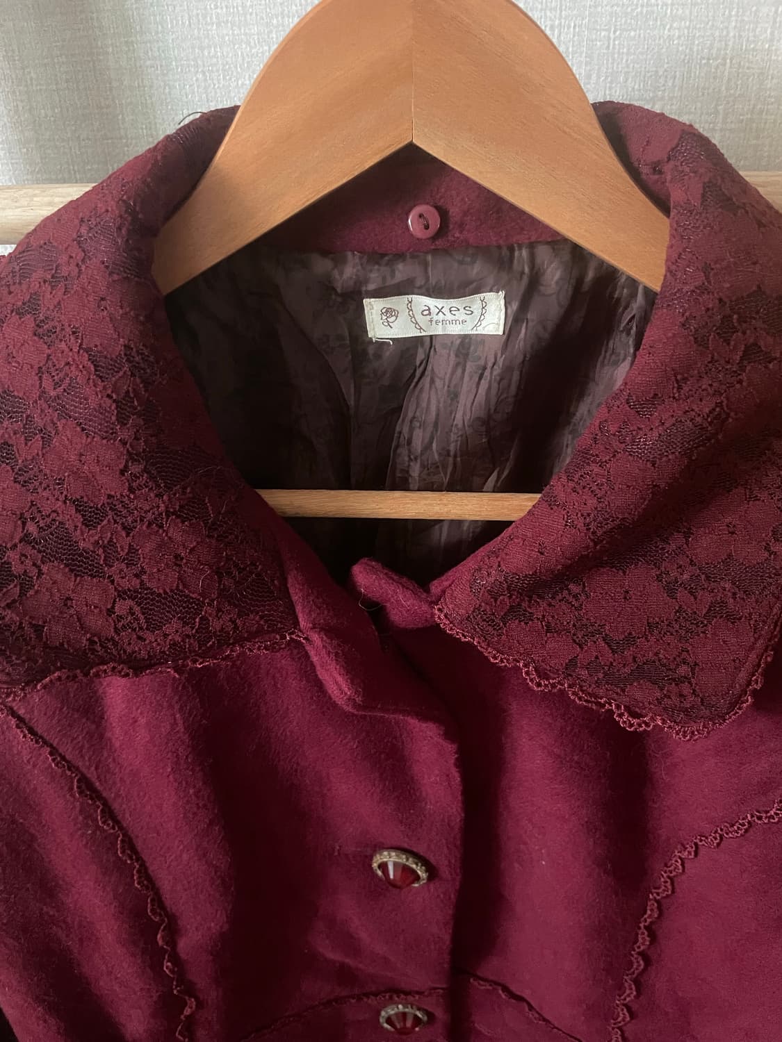 모리걸 빈티지 엑시즈팜 레드 롱 코트 상품이미지3