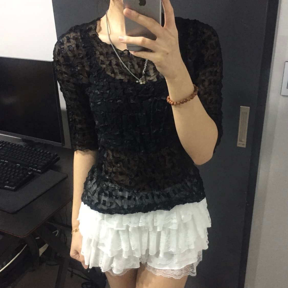 JPN Vintage 괴짜 페어리 텍스처 시스루 탑 상품이미지1