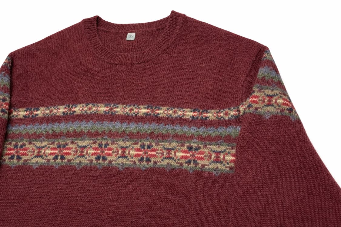 JPN 유니클로 울100% 페어아일 니트 버건디 L 상품이미지3