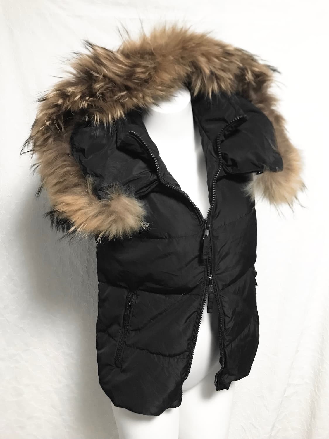 빈티지 goa 고아 라쿤퍼 구스다운 하이넥 패딩 조끼 점퍼 상품이미지3