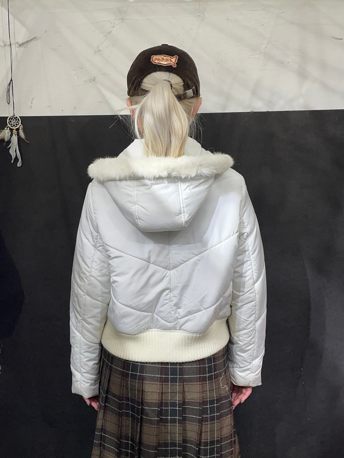 일본빈티지 울프죠 크롭 후드 퍼 푸퍼 패딩 L 상품이미지5