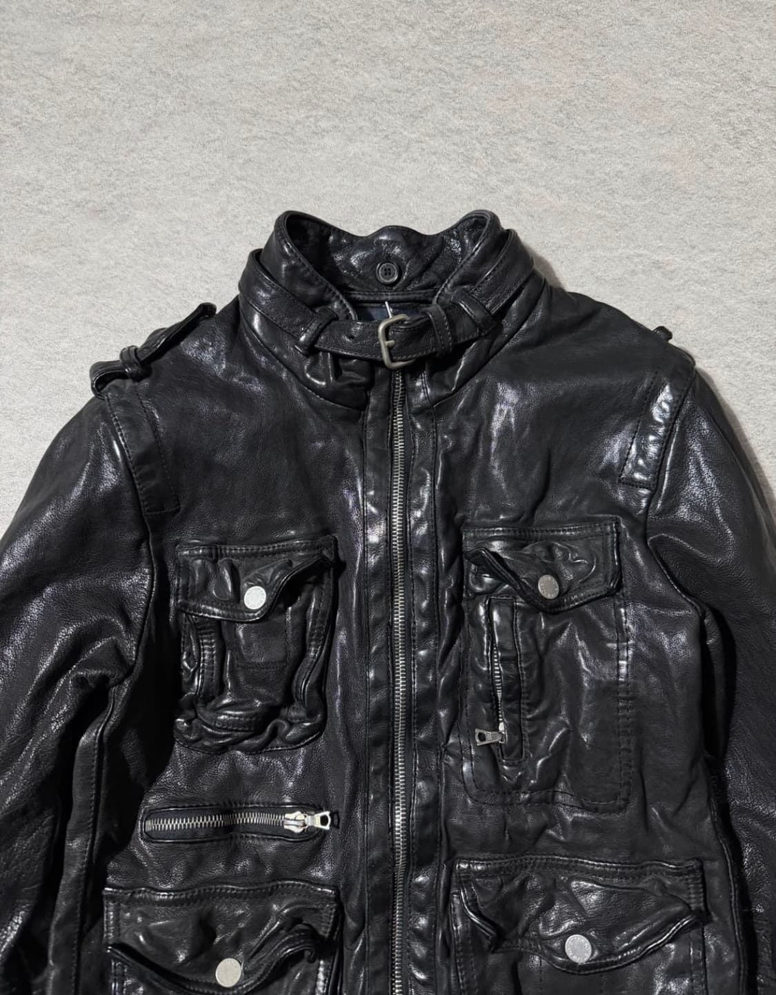 닐바렛 멀티지퍼 버팔로 레더자켓 상품이미지5